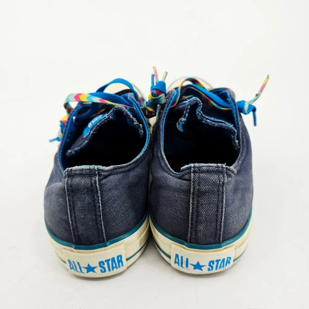 Converse Chuck Navy Blue Rainbow Chevron Laces Low Top Sneaker Shoe Womens 10 - Picture 4 of 9